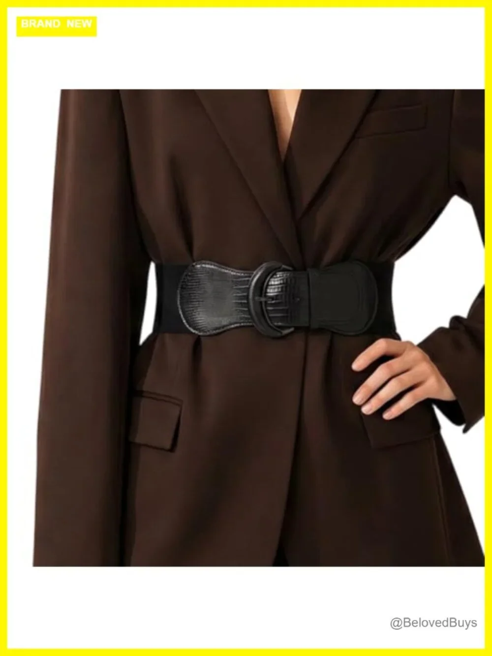 Wide Waist Belt for Women Stretchy Elastic Faux Leather Vintage Buckle